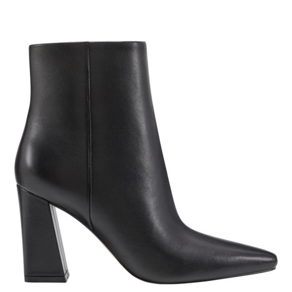 Marc Fisher Black Ankle Boots with Chunky Heel and Pointed Toe